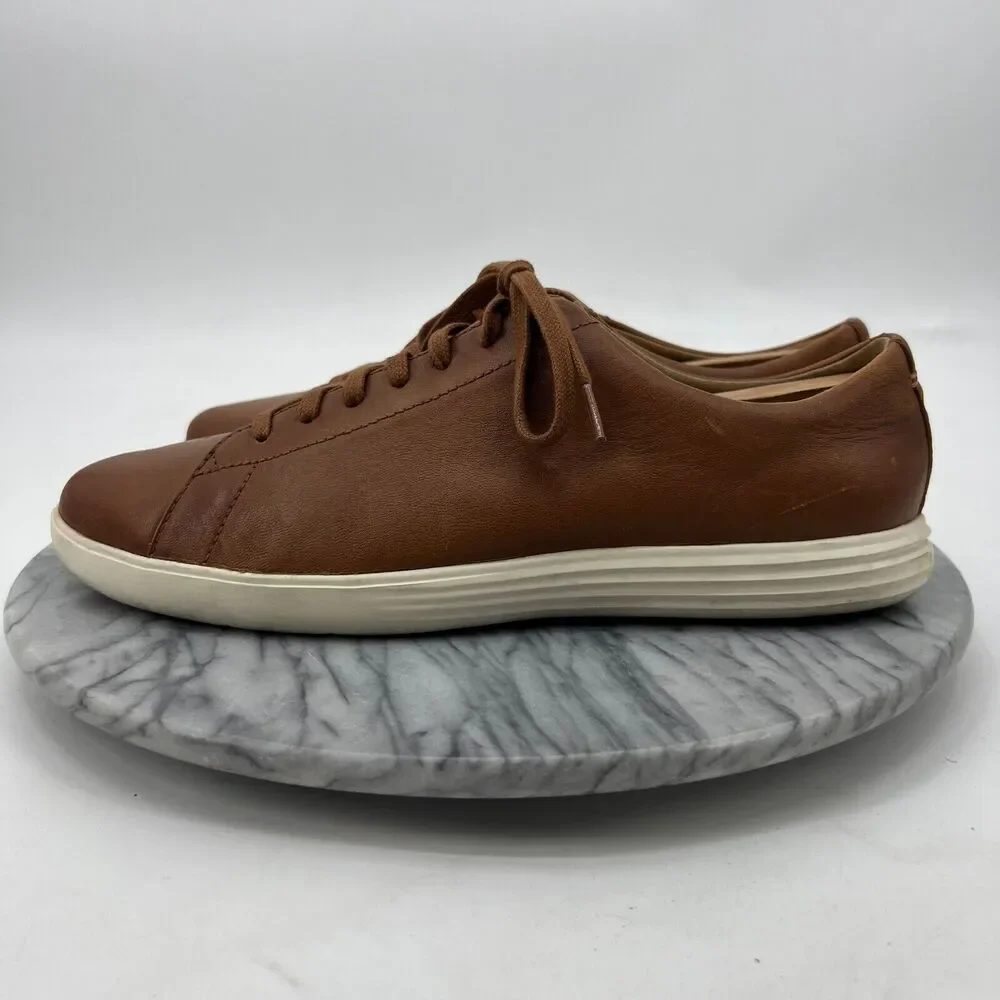 Cole‎ Haan Mens 9.5 Shoes Pecan Brown Leather Grand Crosscourt II Sneaker C26521